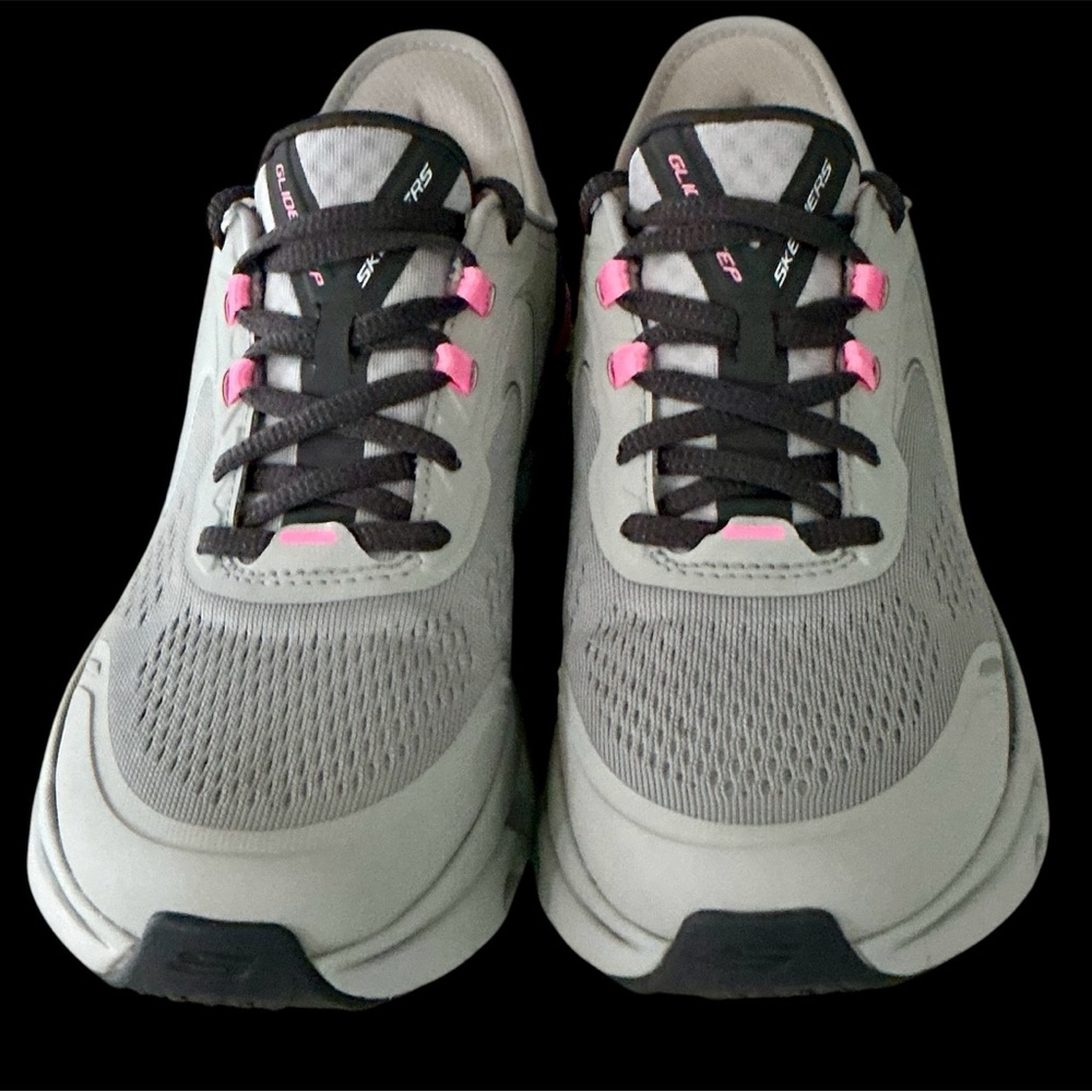 EUC! WOMENS SKETCHERS HANDS FREE SLIP-ONS GRAY AND PINK - Picture 3 of 10